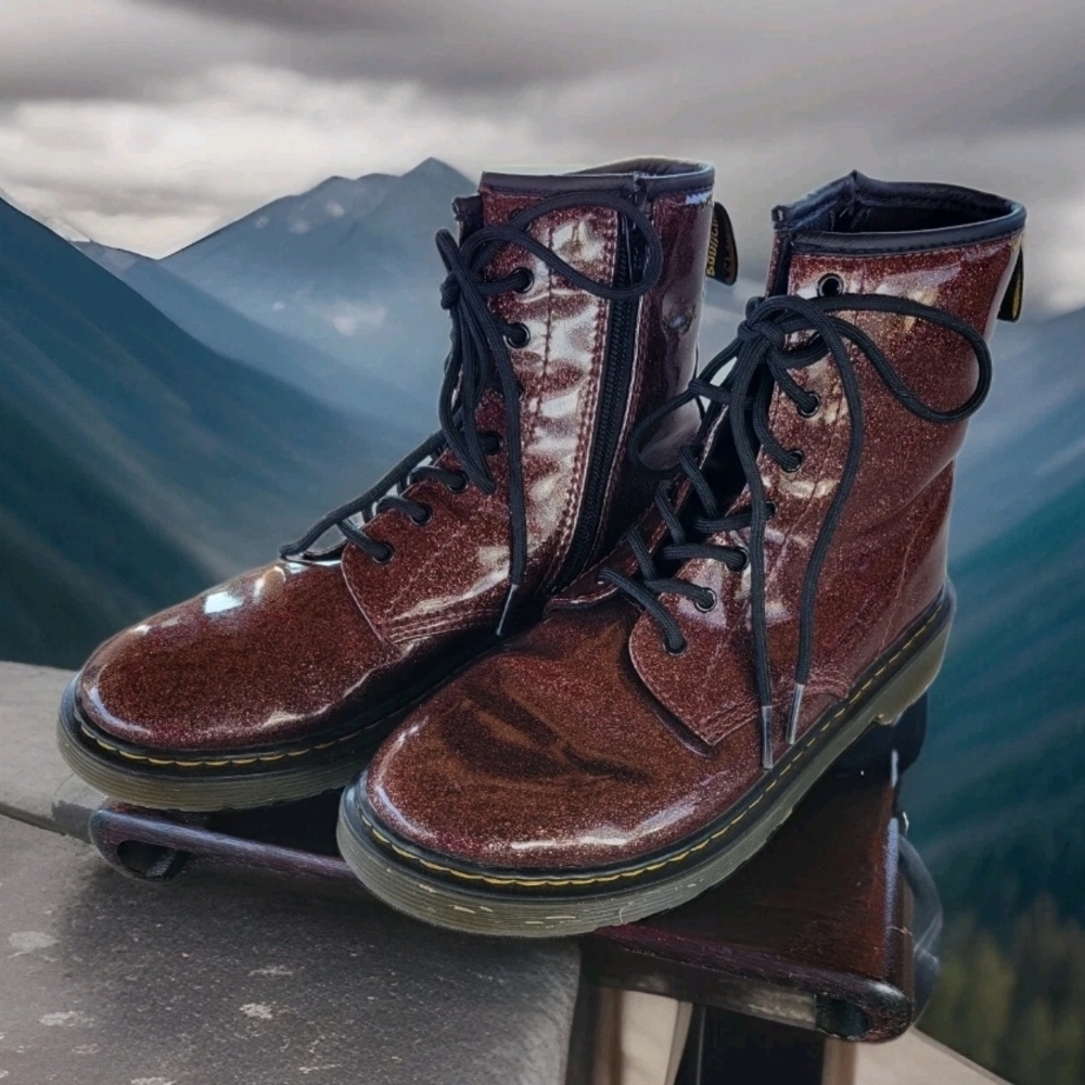 Dr Doc Martens 1460 Glittery Brown Combat Boots Iridescent Womens 6